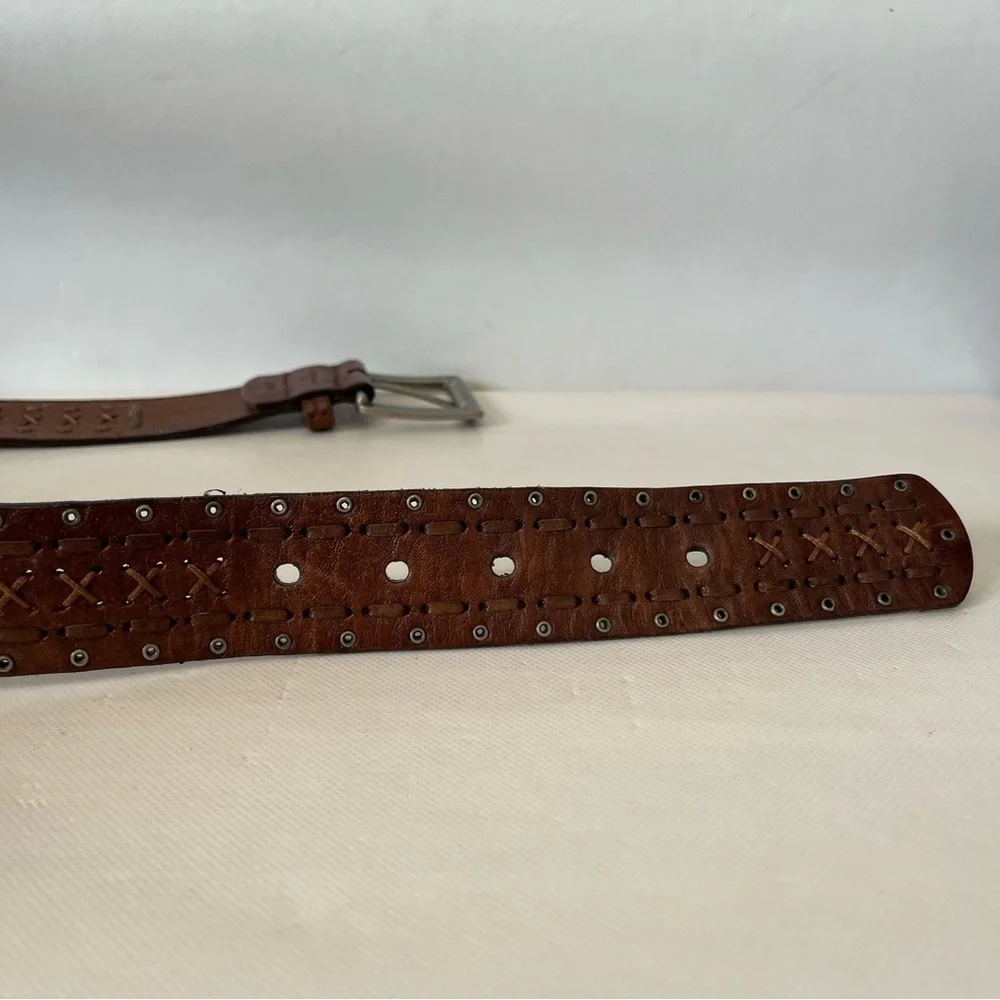 Fossil Brown Woven Leather Belt